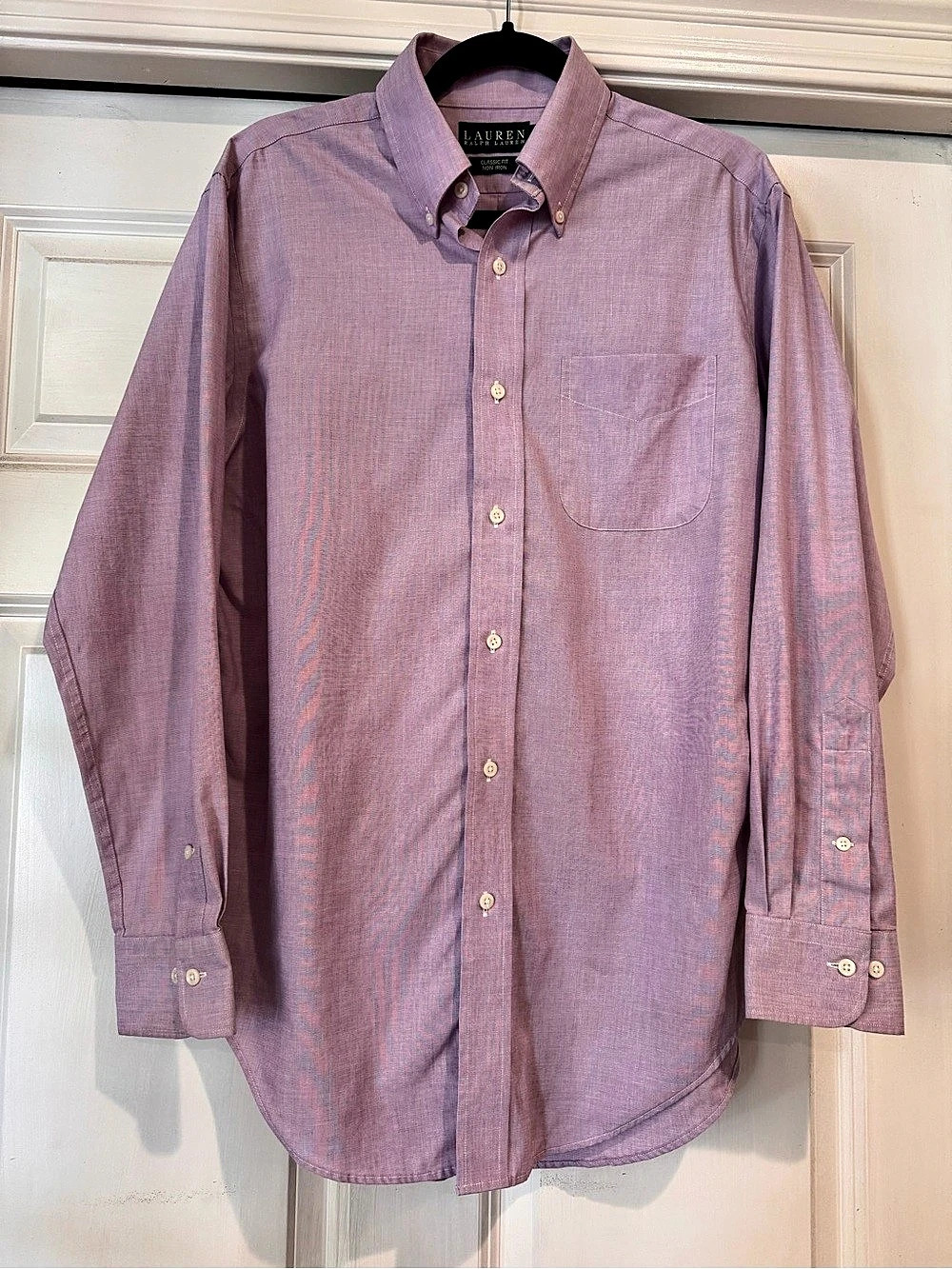 Lauren Ralph Lauren Classic Fit Non Iron Button Down Shirt in Purple Size Medium